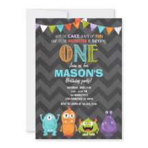 Kleine Monster-Geburtstags-Party Einladungs-Kreide