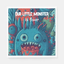 Kleine Monster-Geburtstagsfeier blau rot