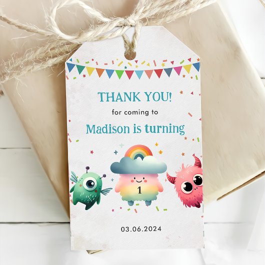 Kleine Monster-Geburtstagsparty Geschenkanhänger