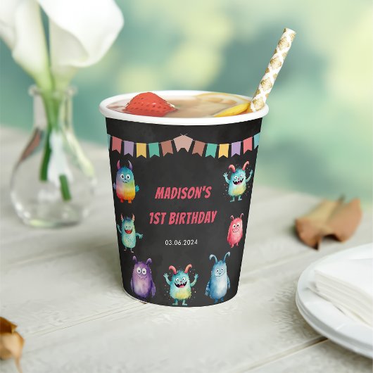 Kleine Monster-Geburtstagsparty Pappbecher