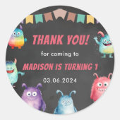 Kleine Monster-Geburtstagsparty Runder Aufkleber (Vorderseite)