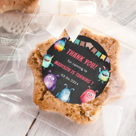 Kleine Monster-Geburtstagsparty Runder Aufkleber