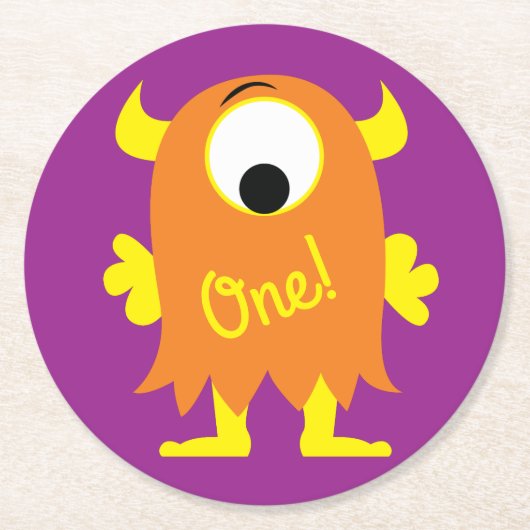 Kleine Monster Geburtstagsparty Runder Pappuntersetzer (Vorderseite)