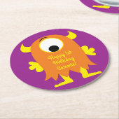 Kleine Monster Geburtstagsparty Runder Pappuntersetzer (Angewinkelt)