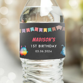 Kleine Monster-Geburtstagsparty Wasserflaschenetikett