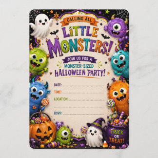 Kleine Monster Halloween-Party Kinder-Einladung Einladung