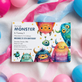 Kleine Monster Mash Cartoon Kindergeburtsparty Einladung