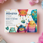 Kleine Monster Mash Cartoon Kindergeburtsparty Einladung