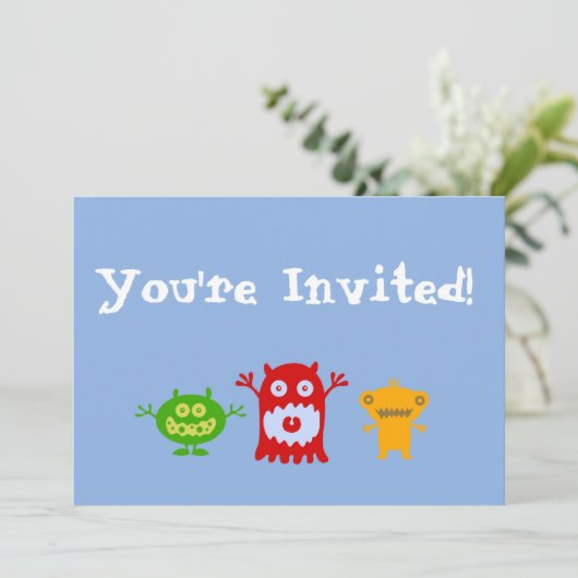 Kleine Monster-personalisierte Party Einladung (Stehend Vorderseite)