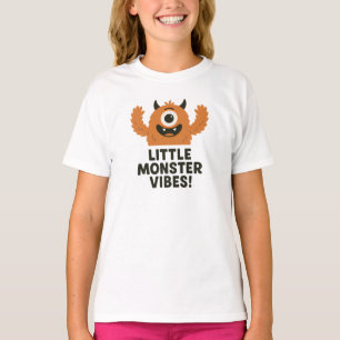 Kleine Monster Vibes Süßer Oranger Monster Grafik T-Shirt