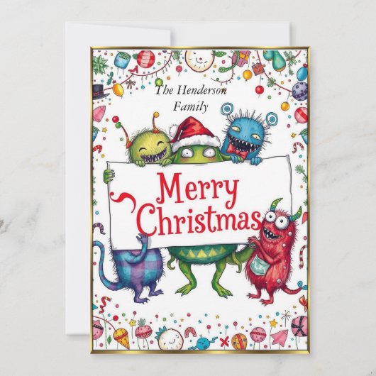 Kleine Monster Weihnachten sehr schönes Party Einladung (Rückseite)