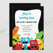 Kleine Monster zum Geburtstag Einladung (Vorne/Hinten)