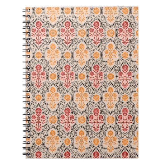 KLEINE MUGHAL BLUME PATTERN-DESIGN HINTERGRUNDKUNS NOTIZBLOCK (Vorderseite)