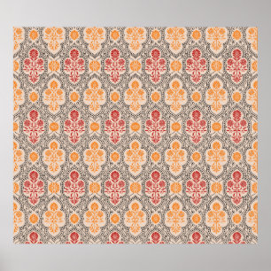 KLEINE MUGHAL BLUME PATTERN-DESIGN HINTERGRUNDKUNS POSTER