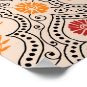KLEINE MUGHAL BLUME PATTERN-DESIGN HINTERGRUNDKUNS POSTER (Ecke)
