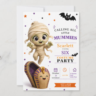 Kleine Mumienkostüm - Halloween-Geburtstagsfeier Einladung