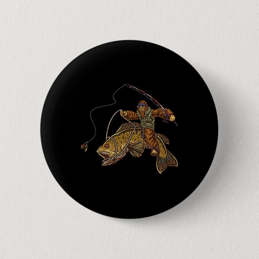 Kleine Mund Byss Angelt Bigfoot Fischer Button (Vorderseite)