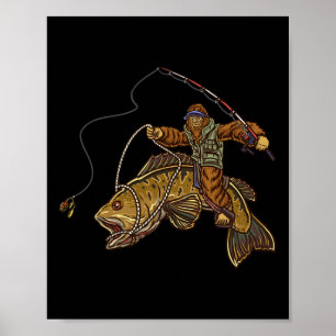 Kleine Mund Byss Angler Bigfoot Fischer  Poster