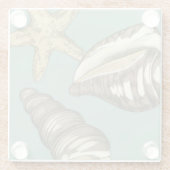 Kleine Muschel Trio auf Aquamarin Glasuntersetzer (Rückseite)