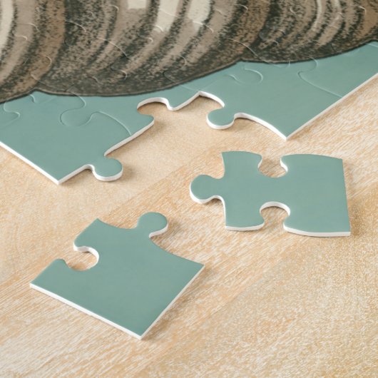 Kleine Muschel Trio auf Aquamarin Puzzle (Seite)