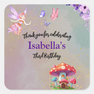 Kleine Mushroom House Schmetterlinge jeden Alters Quadratischer Aufkleber