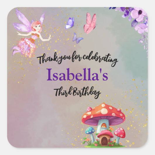 Kleine Mushroom House Schmetterlinge jeden Alters Quadratischer Aufkleber (Vorderseite)