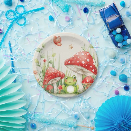 Kleine Mushroom-Toadstool und FroschBaby-Dusche Pappteller (Party)