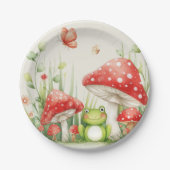 Kleine Mushroom-Toadstool und FroschBaby-Dusche Pappteller (Vorderseite)