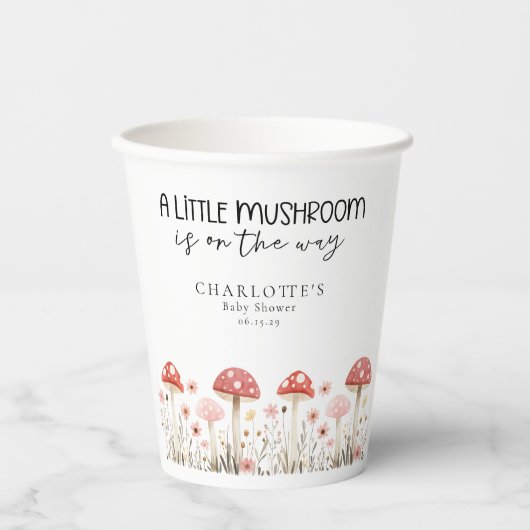 Kleine Mushroom-Wildblumen Babydusche Papiertasse Pappbecher (Vorderseite)