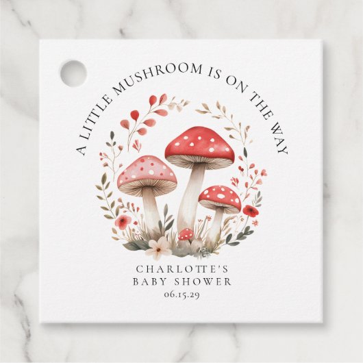 Kleine Mushroom-Wildblumen Kinderdusche Geschenkanhänger (Vorderseite)