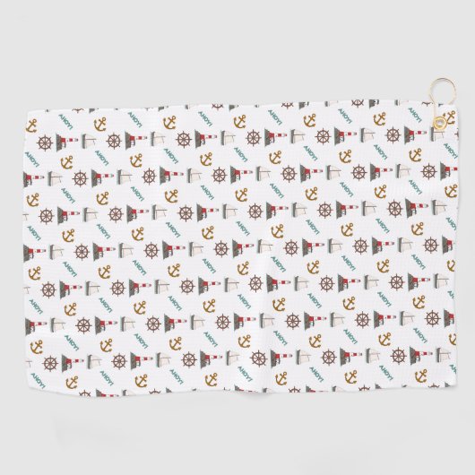 Kleine Musterfarbe auf Weiß segeln Golfhandtuch (Horizontal)