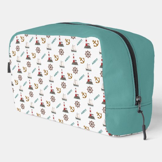 Kleine Musterfarbe auf Weiß segeln Waschbeutel (Rechte Ecke)