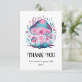 Kleine Mystical Mushroom Babydusche Dankeskarte (Stehend Vorderseite)