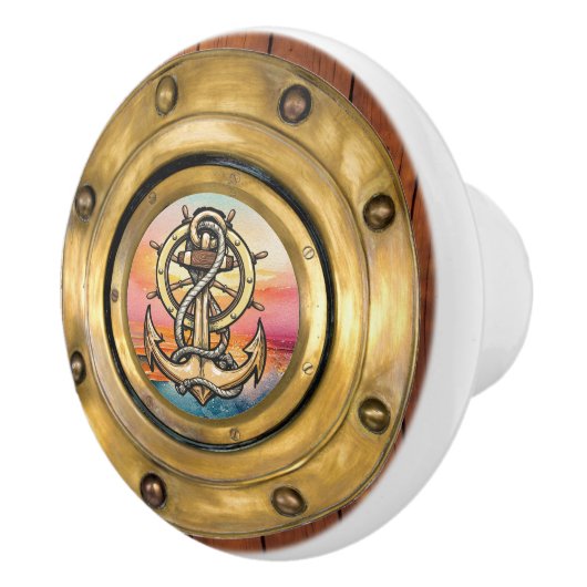 Kleine Nautische Porthole-Schubknöpfe Keramikknauf (Rechts)