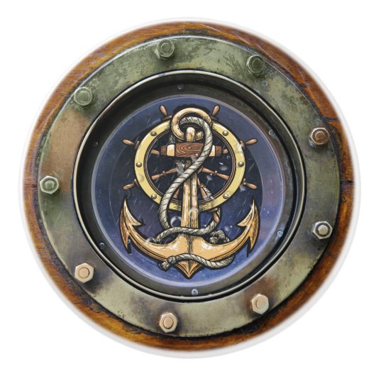 Kleine Nautische Porthole-Schubknöpfe Keramikknauf (Vorderseite)