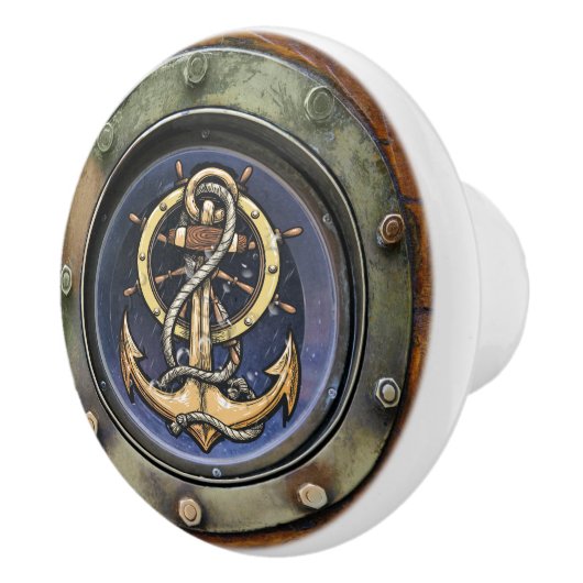 Kleine Nautische Porthole-Schubknöpfe Keramikknauf (Rechts)