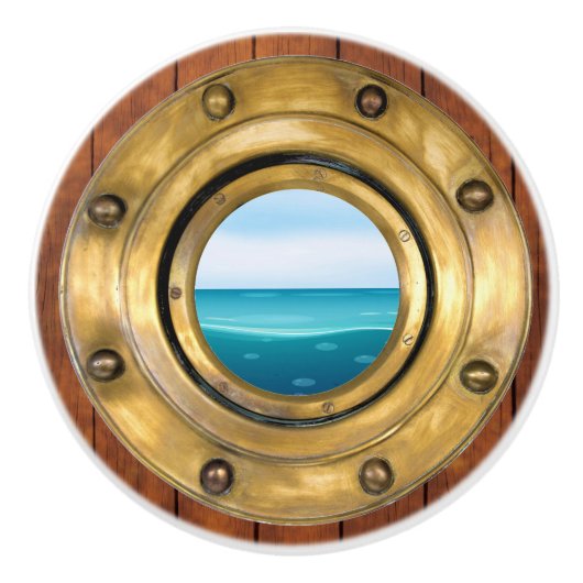 Kleine Nautische Porthole-Schubknöpfe Keramikknauf (Vorderseite)
