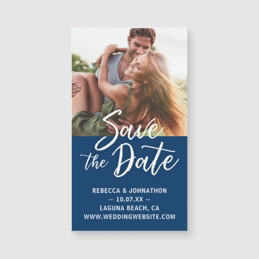 Kleine Navy Blue Save the Date Einladungsmagnete Magnetkarte (Vorderseite)