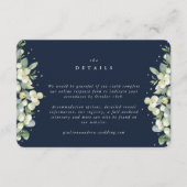 Kleine Navy Snowberry+Eukalyptus Hochzeitdetails Begleitkarte (Vorderseite)