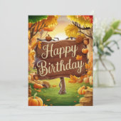 Kleine Niedliche Ahornleaf Herbst glücklich Geburt Karte (Stehend Vorderseite)