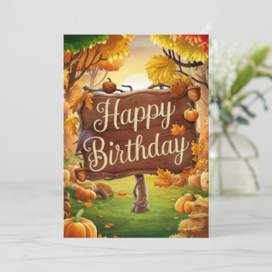 Kleine Niedliche Ahornleaf Herbst glücklich Geburt Karte (Stehend Vorderseite)