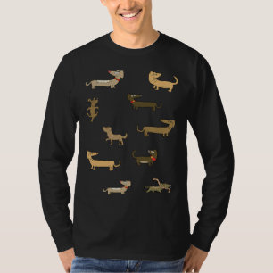 Kleine Niedliche Dackel Wurst Hunde Aufkleber Set T-Shirt