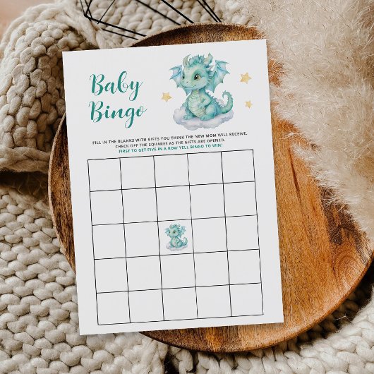 Kleine Niedliche Dragon Baby Shower Bingo Game Car Begleitkarte
