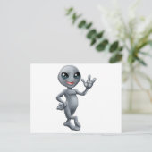 Kleine niedliche graue Alien Postkarte (Stehend Vorderseite)