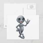 Kleine niedliche graue Alien Postkarte (Vorne/Hinten)