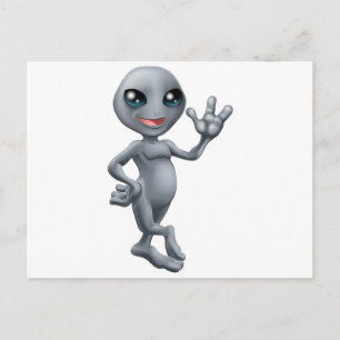 Kleine niedliche graue Alien Postkarte