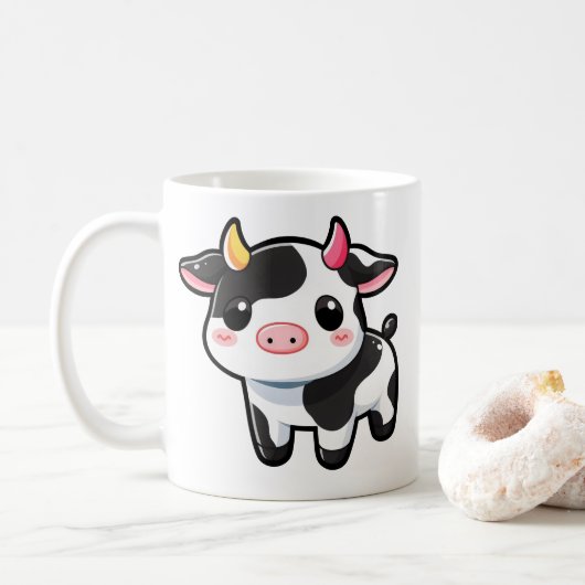 Kleine Niedliche Kuh Kaffeetasse (Mit Donut)