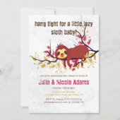 Kleine Niedliche Lazy Sleeping Sloth Baby Dusche Einladung (Vorderseite)