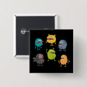 Kleine niedliche lustige Monster Button (Vorne & Hinten)