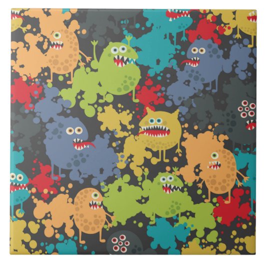 Kleine niedliche lustige Monster Fliese (Vorderseite)